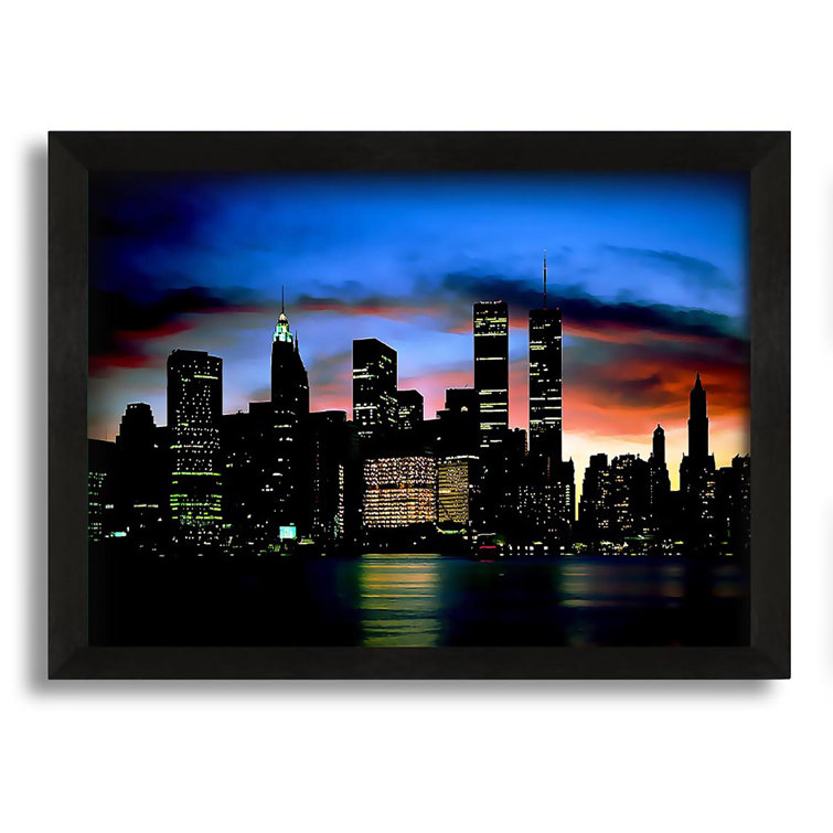 Ebern Designs Gerahmtes Leinwandbild New York City Twin Towers bei